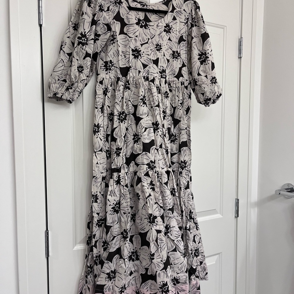 Floral Black and White Maxi Dress